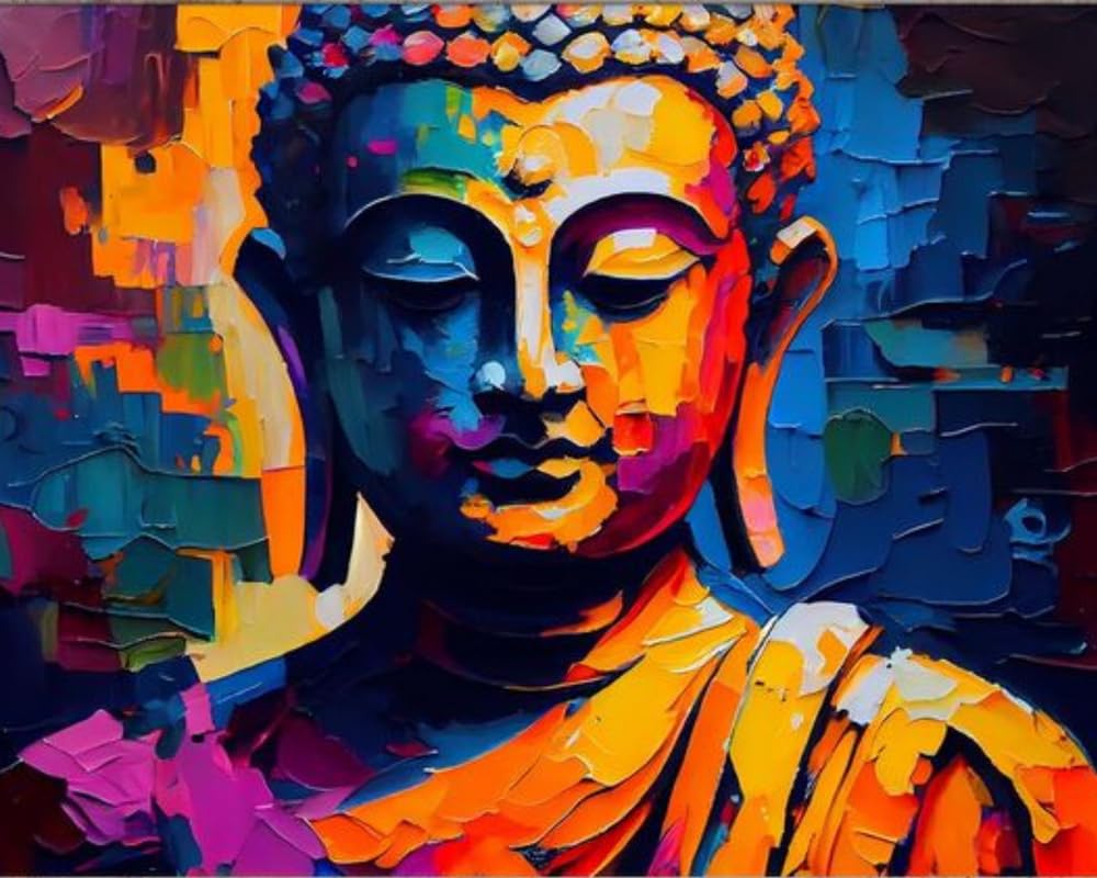 TULIP N TURTLE Bhagwan Buddha Diy Acrylic Paint By Number Kit For Adults Kids Beginner Number Painting Kit Diy Canvas Painting By Number Wall Decoration,Multi-Coloured-image-9