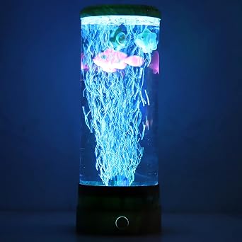 LED Fish Tank Lamp - Multi-Color Changing Aquarium Night Light, Simulated Fish Bubble Desk Lamp, Decorative LED Light for Home, Office, Bedroom, Living Room