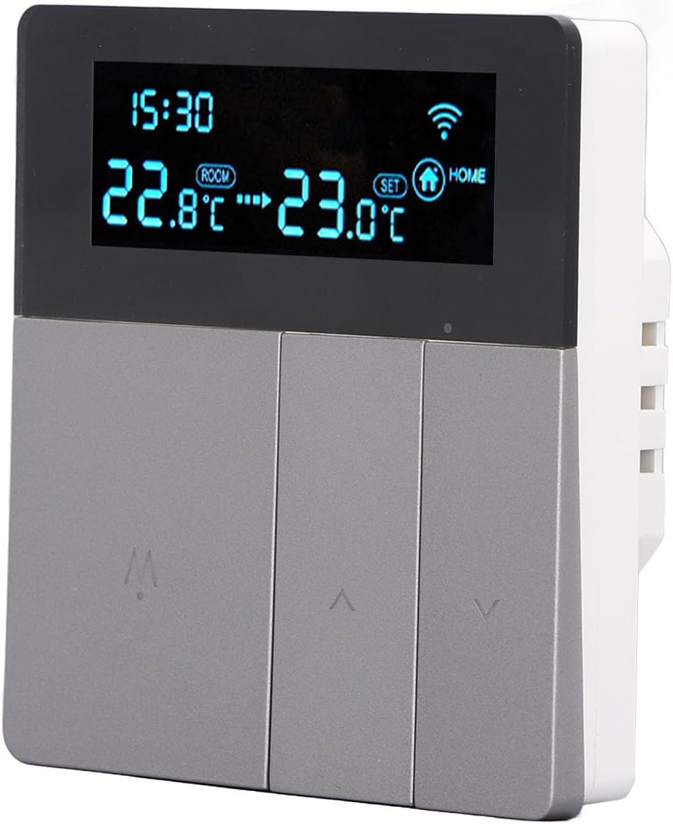 Smart Thermostat, Digital Temperature Contorller with LCD Color Screen High Accuracy Programmable Thermostat for Home Shopping Mall (Grey)