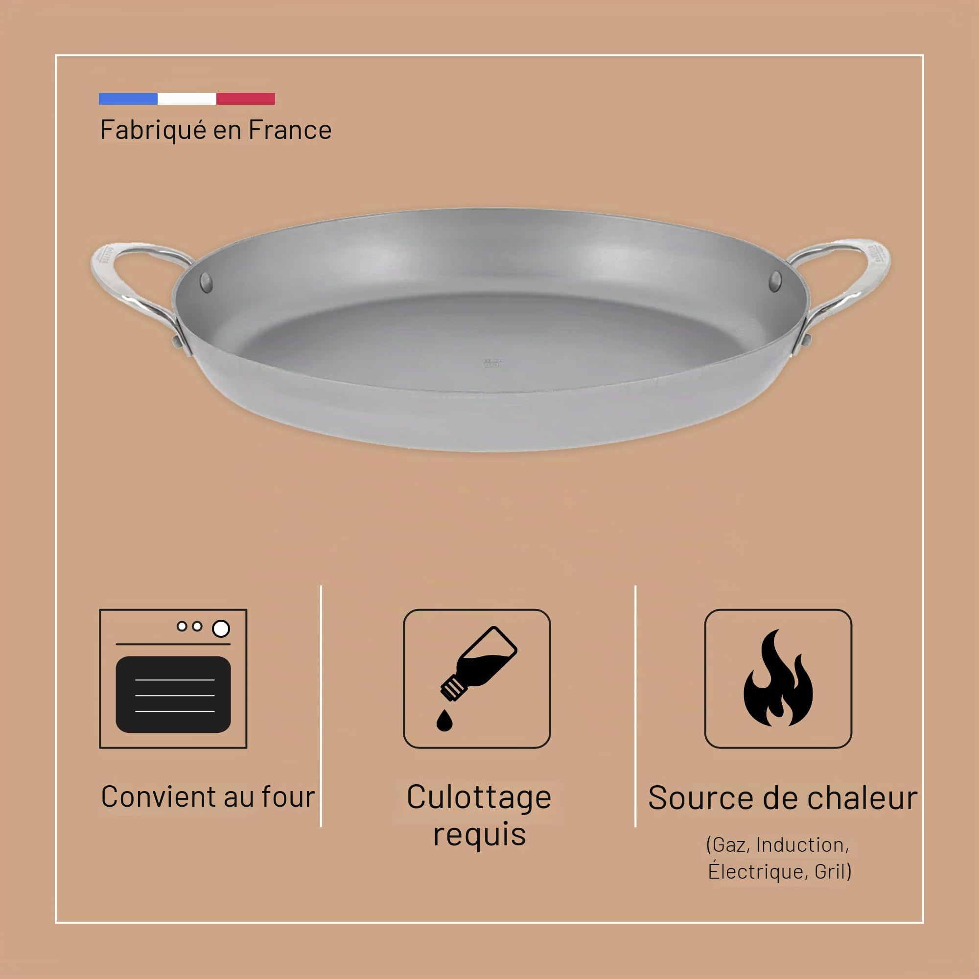 DE BUYER -5651.36 -plat ovale 2 anses mineral b elemnt 36cm