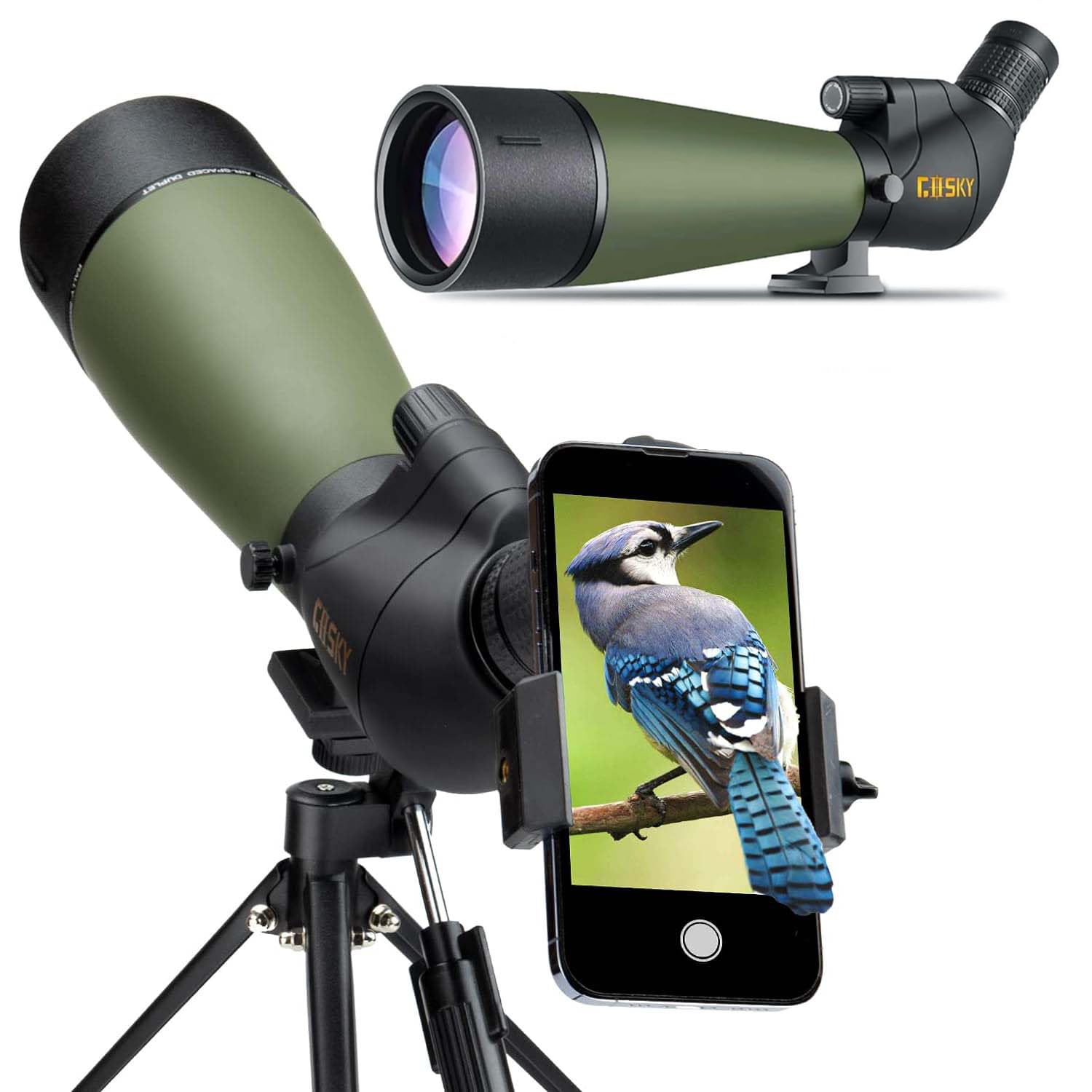 Gosky Spotting Scope 20-60x80 with Tripod & Phone Adapter for Bird Watching | BAK4 Prism Spotter Scope for Bird Watching Target Shooting Hunting