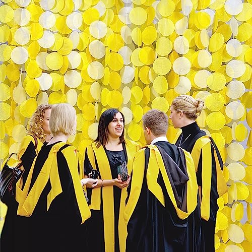 Image of 192Ft Yellow Party Decorations Ombre Yellow White Big Polka Dots Backdrop Streamer Gradient Yellow Tissue Paper Circle Dot Hanging Garland for Lemon Bee Sunflower Birthday Party Supplies