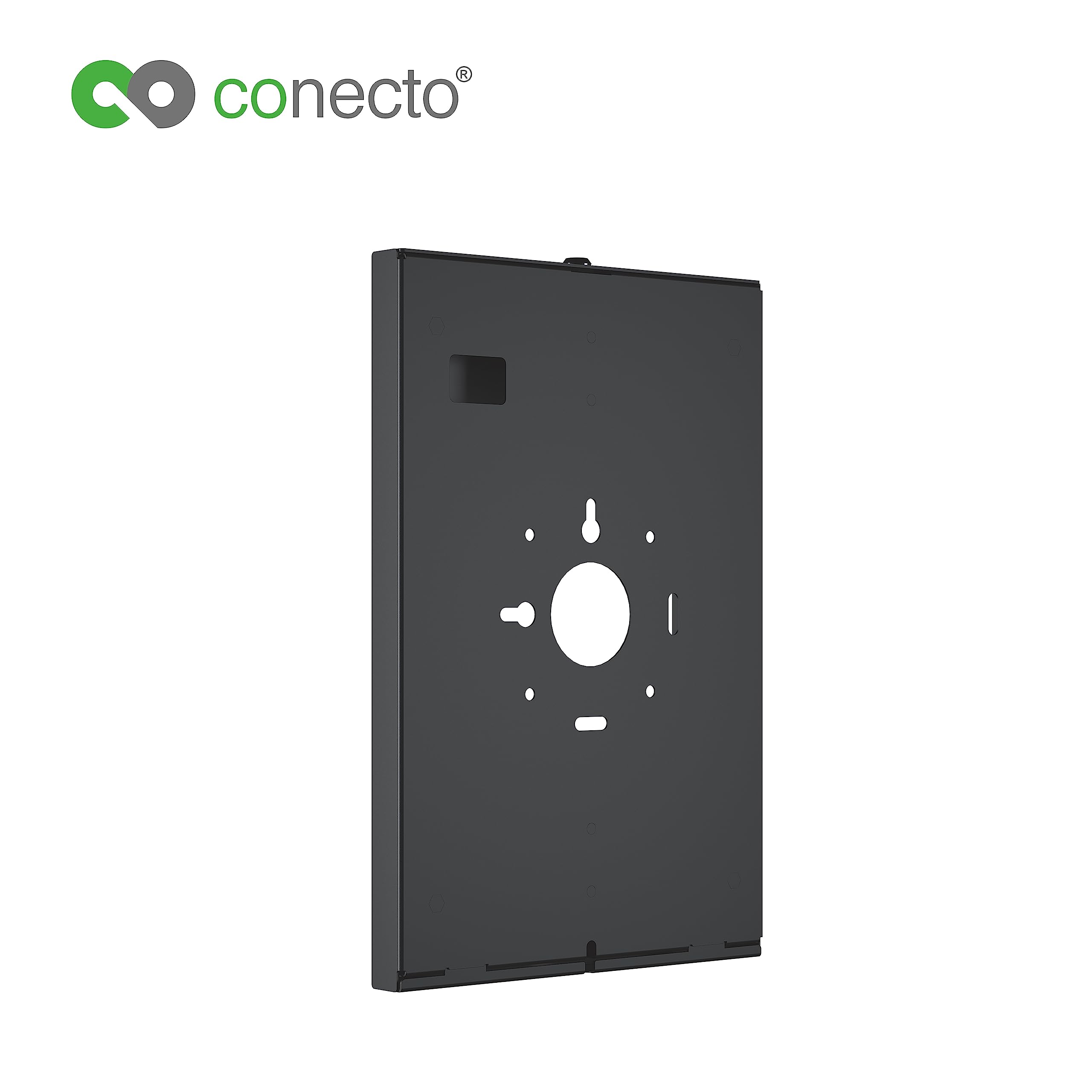 conecto Soporte de Pared para Tablet, Carcasa de Acero para Tab A 10.1 (2019)/ Tab A7/ S6 Lite 10.4/10.5"/11 y iPad 5/6/7/8/9/ iPad Air 9.7"/ 10.5"/10.9" / iPad Air 9.7"/10.5"/11, Negro