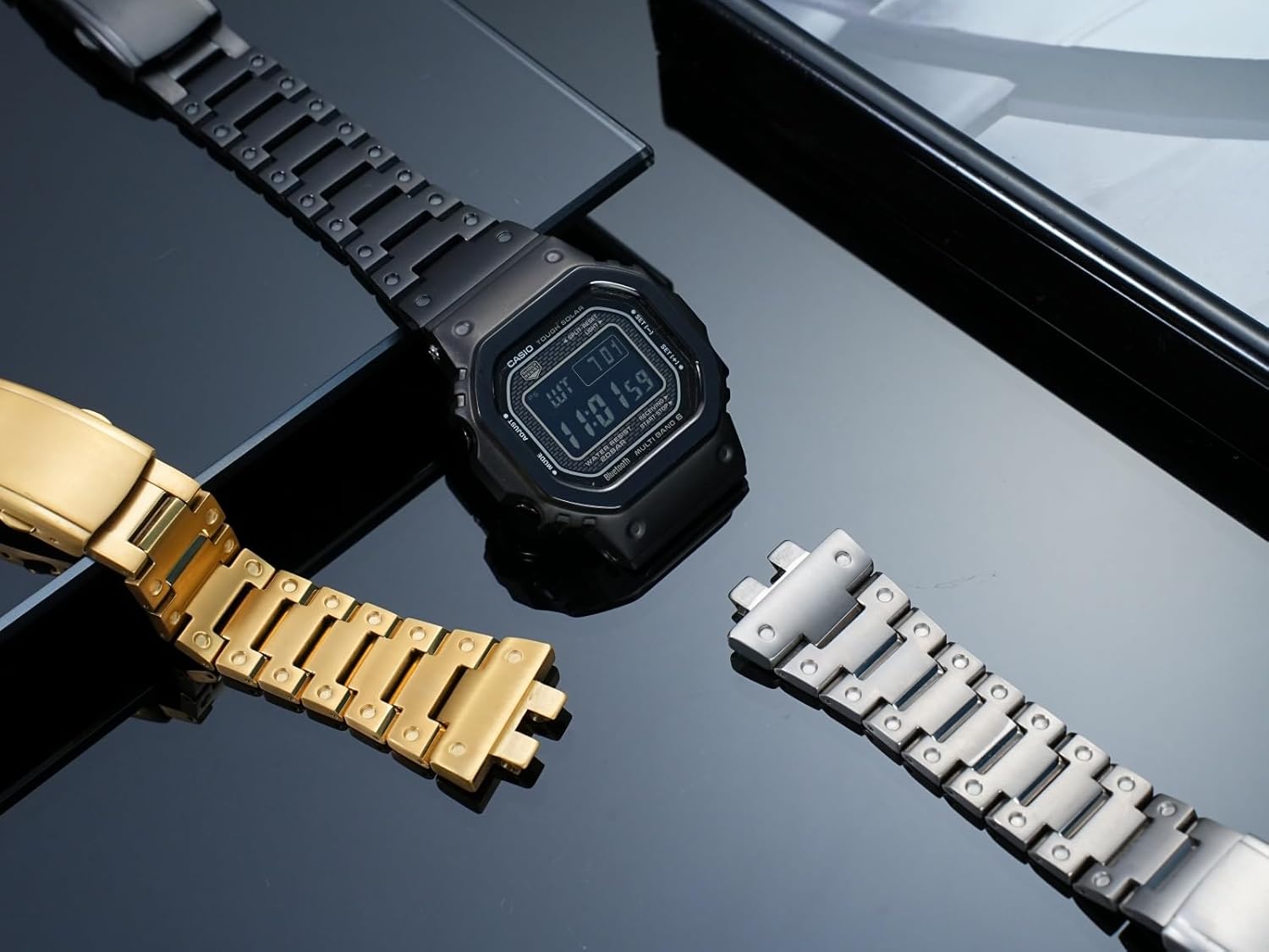 Compatible with G-SHOCK Casio Silver Square 3459 GMW-B5000 Series Case and Strap Accessories, Lightweight Titanium Alloy Set