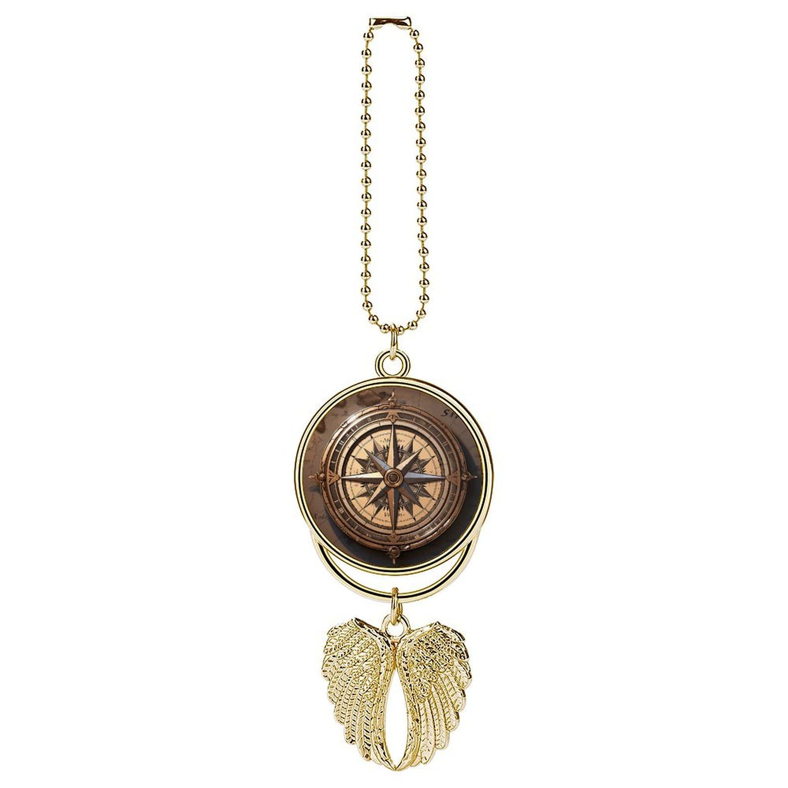 Compass Wind Road Map Car Pendant Car Rearview Mirror Pendant Custom Photo Car Hanging Ornament Car Rear View Mirror Hanging Accessories Angel Wing Car Charm Gift for Men Women