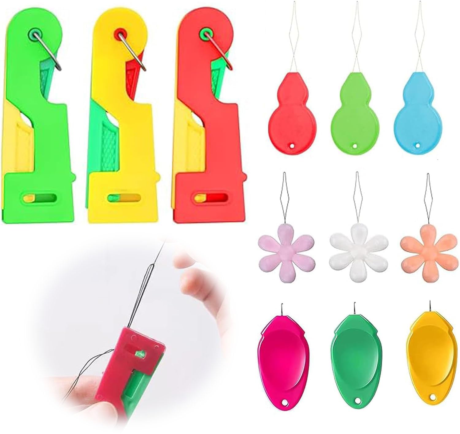 Wgewfhdf 12 Pcs Automatic Needle Threaders, Simple Needle Threader Hand Sewing, Automatic Needle Threading Device Tool, Colorful Needle Threader Kit For Needle Work, Fits All Needle Sizes(Random Color)