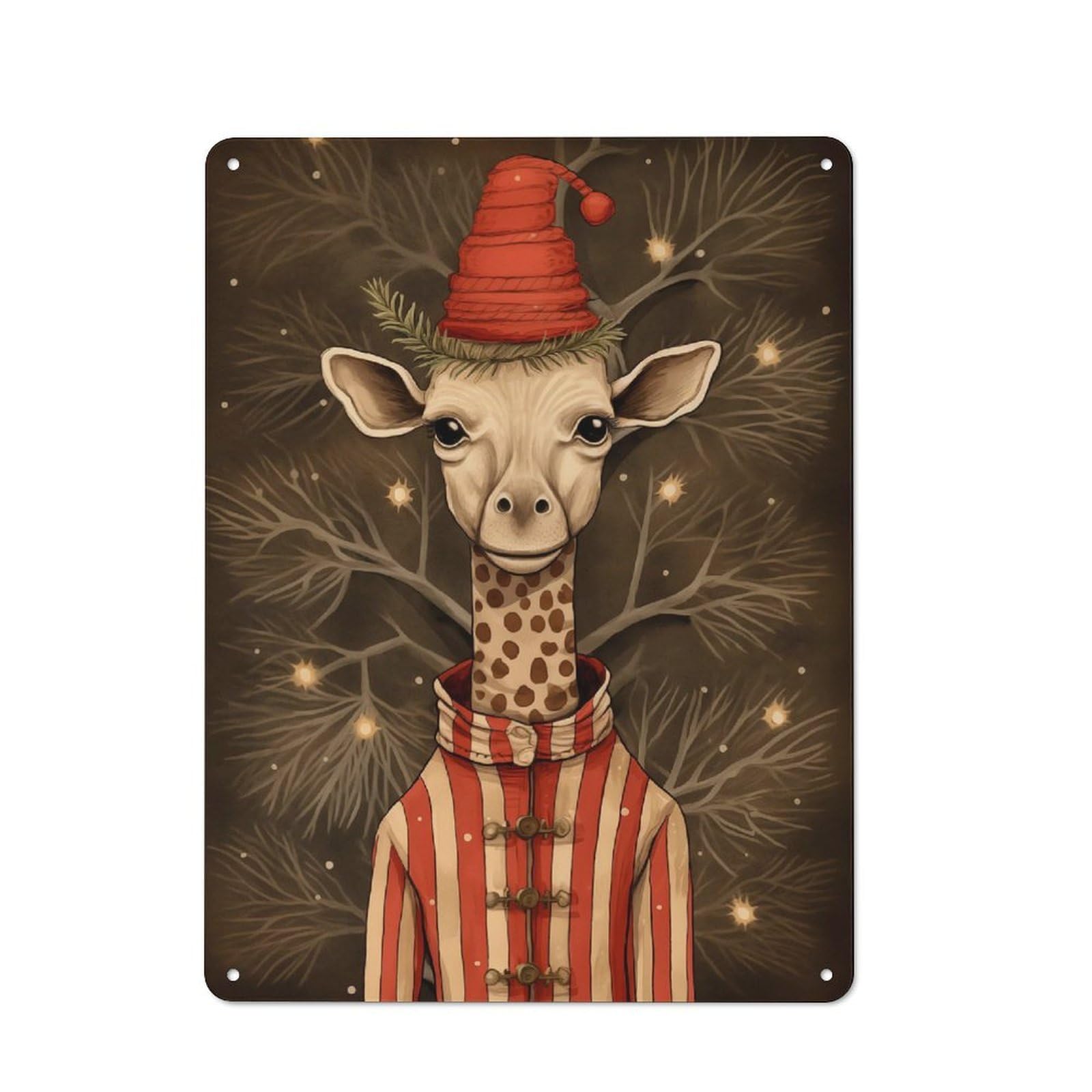 Junmoney Giraffe Xmas Vintage Tin Sign 40X30cm With For Kitchen Or Home Bar, For Retro Home Interiors, For Cafés, Pubs And Restaurants