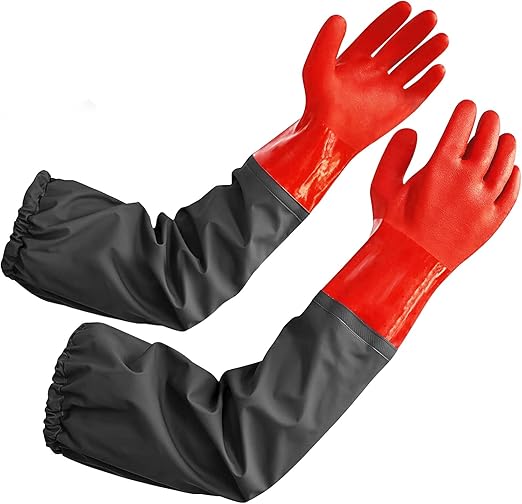 Fododo 25inch Pond Gloves Long Waterproof Aquarium Gloves