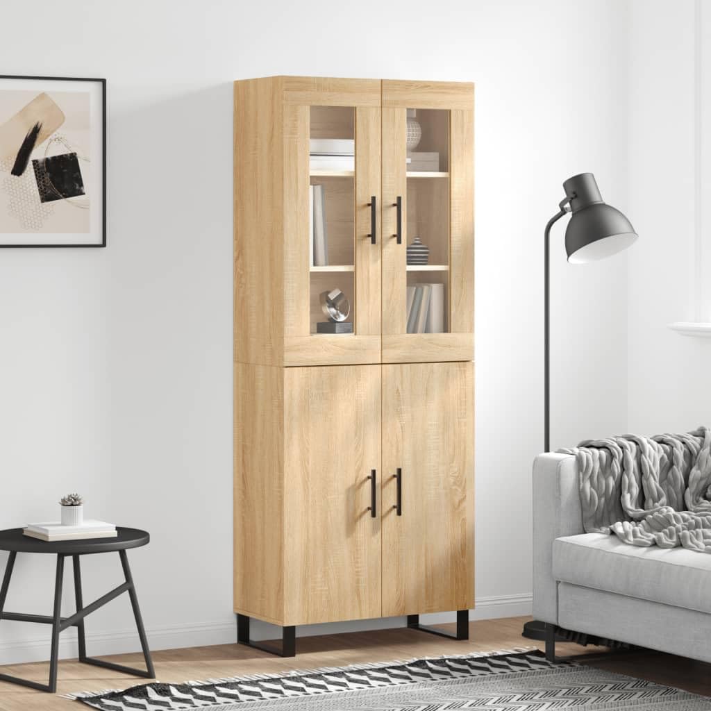 vidaXL Buffet Haut, Armoire de Rangement avec Pieds, Meuble de Rangement, Organisateur Salon Salle de Séjour, Moderne, Chêne Sonoma Bois d'Ingénierie