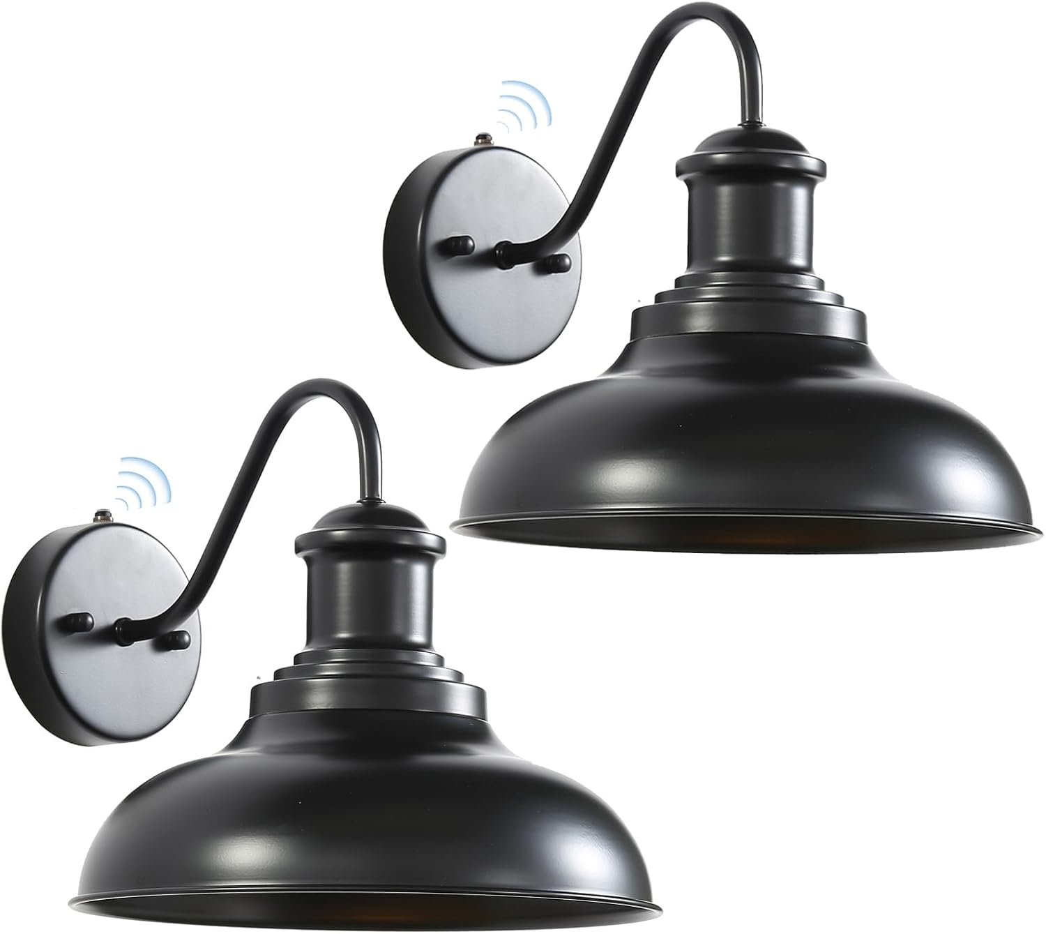 2 Pack Dusk to Dawn Outdoor Wall Sconces, Black Sensor Porch Wall Lights, Exterior Farmhouse Lighting Fixtures Wall Mount Lantern for Patio Garage Shed Deck Fence Barn and Yard