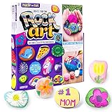 Made By Me Rock Art Kit, Rock Painting Arts and Crafts Kit, Includes 3 Pounds of Rocks and 12 Paints, Great Summer Activity or Birthday Party Fun, Perfect Outside Craft Idea for Kids Ages 6, 7, 8, 9
