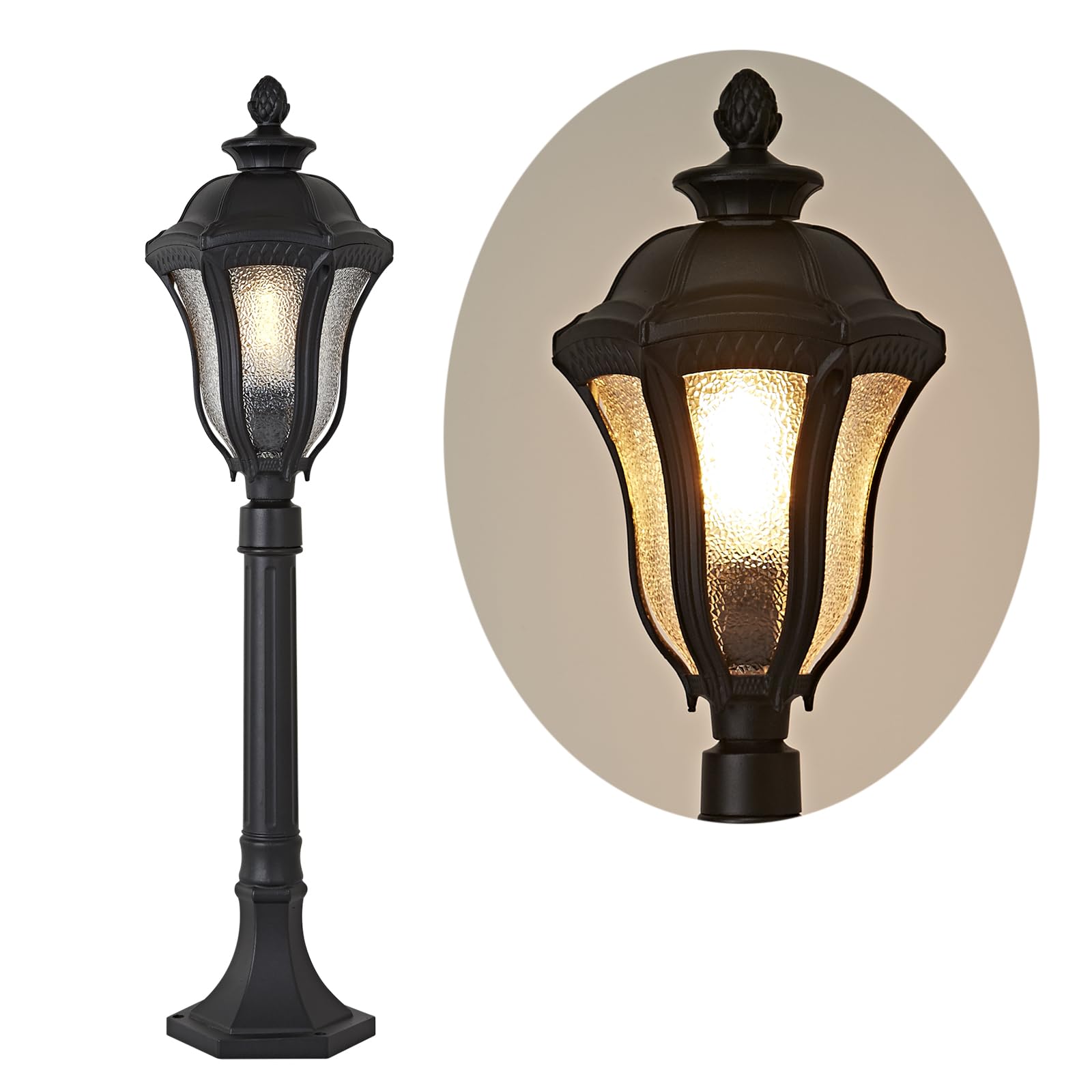 YONGYUAN Outdoor Post Lights, Hardwired Classic Black Light Pole with