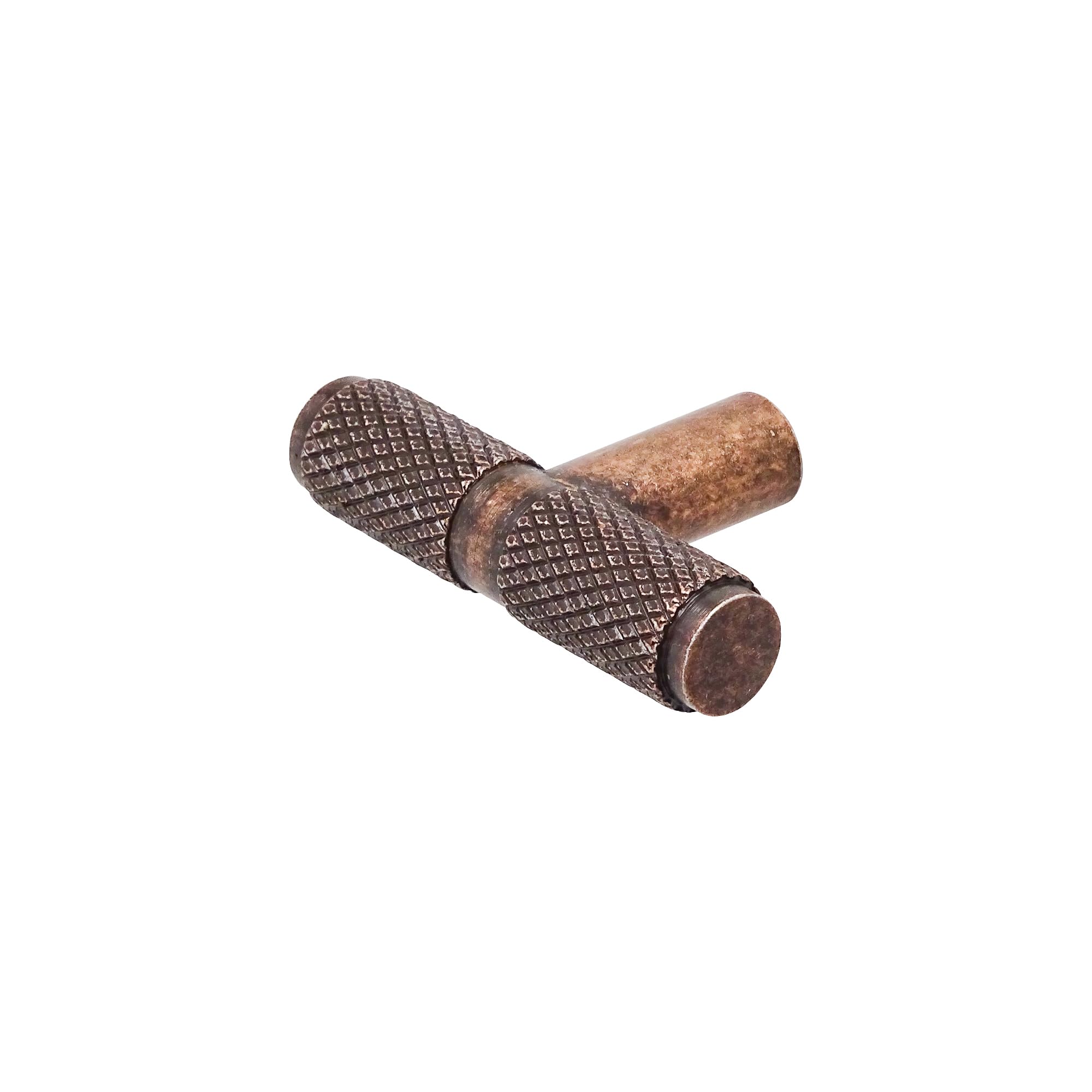Decoranddecor Antique Copper Aurelia - Round Knurled Cupboard Handles | T-Bar Cabinet Handles | Kitchen Cupboard Pulls | Furniture Knobs - 50Mm Single Hole Knob