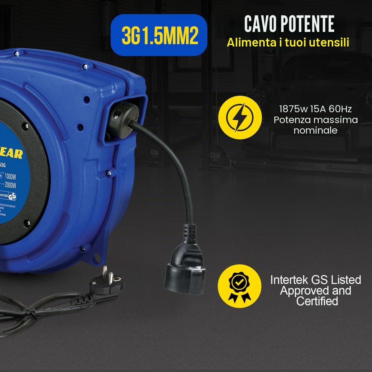 Goodyear Avvolgicavo automatico, 15 m, 3G1,5 mm² H07RN-F