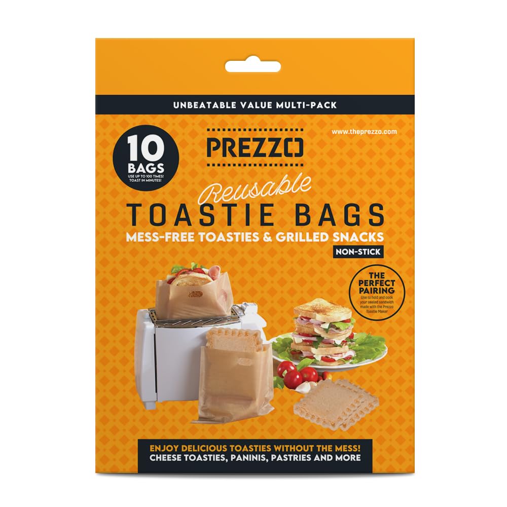 Toastie Bags for Toaster Reusable 100+ Uses - Non-Stick and Heat Resistant for Toasties, Paninis, Grilled Cheese & Snacks - Easy Clean Air Fryer & Grill - Sandwich Toaster Bags