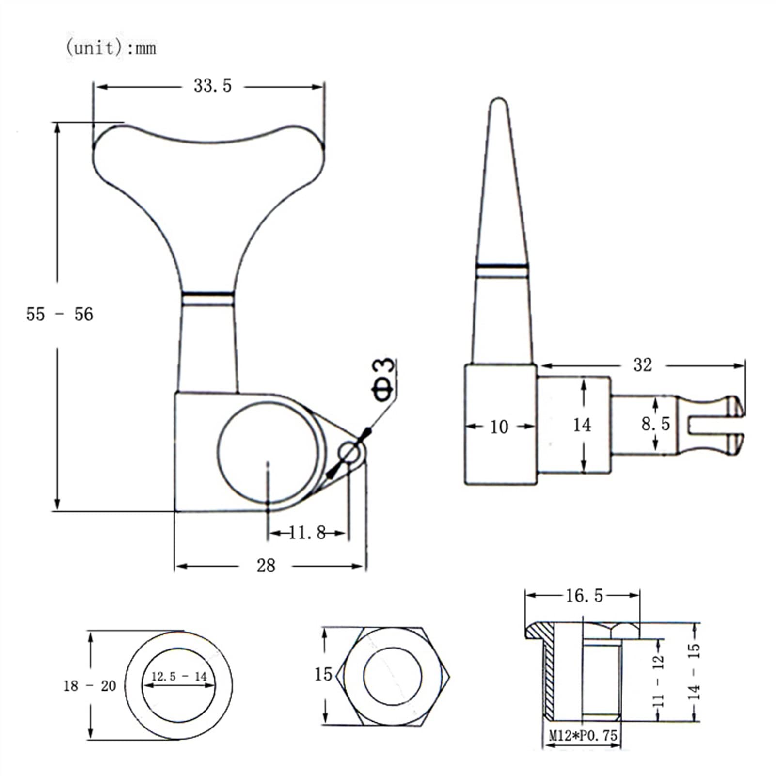 Stimmwirbel Gitarrensaiten 4 Stücke 4r Bass Tuner Maschinenköpfe Tuning Pegs (lila Bronze)