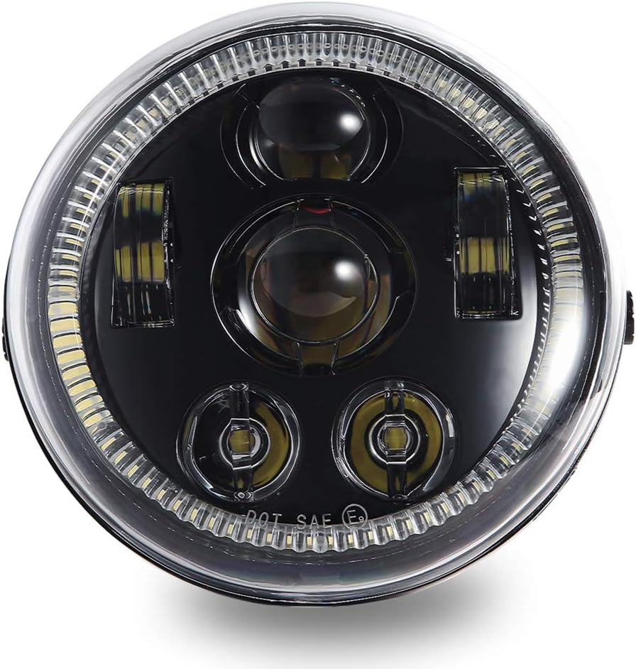 Buy ZOFFROAD Black LED Headlight with Halo DRL Compatible with Harley