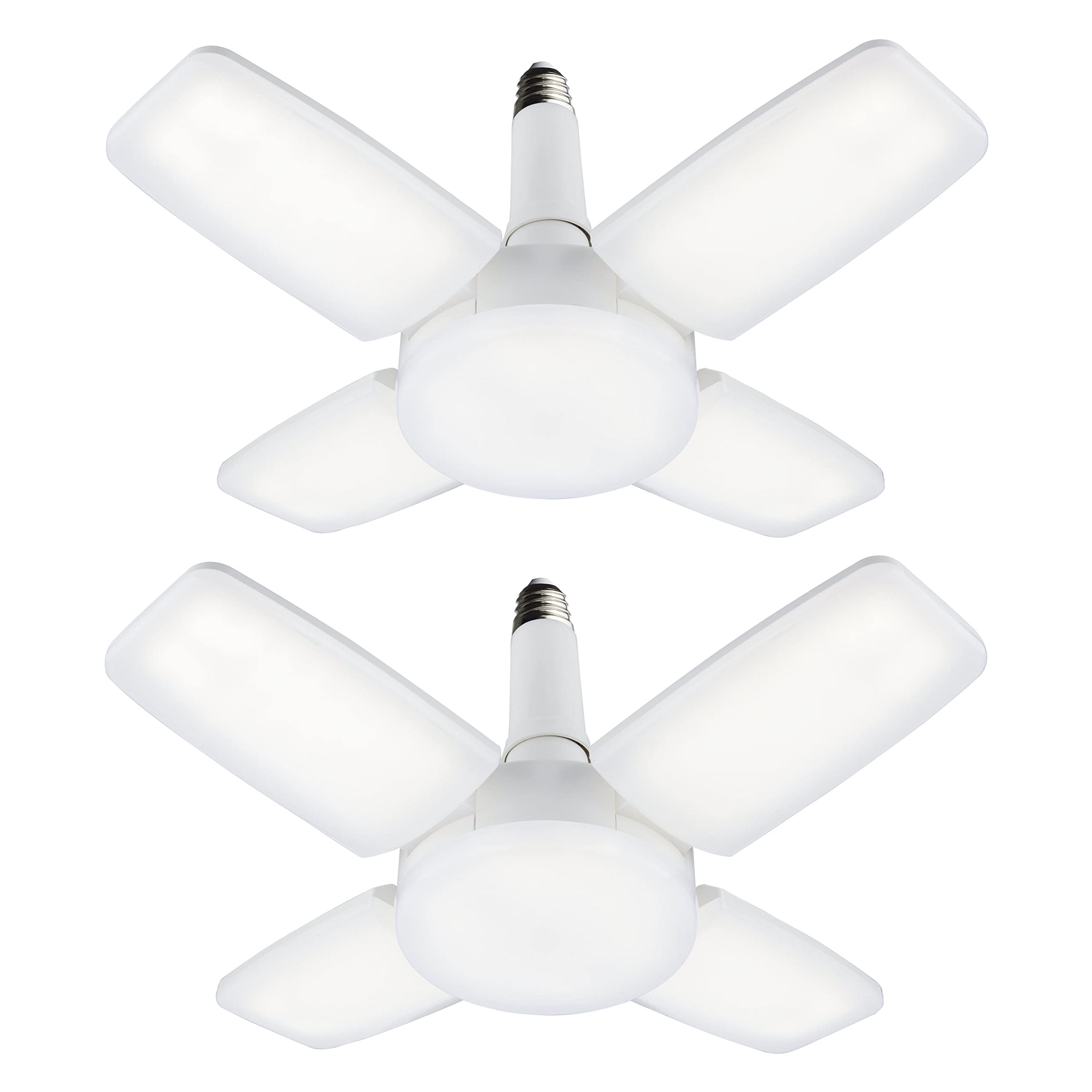 Satco S13146/02 Adjustable Multi-Beam LED Utility and Garage Ceiling Light, White, 5000K, 1 Count (Pack of 2)