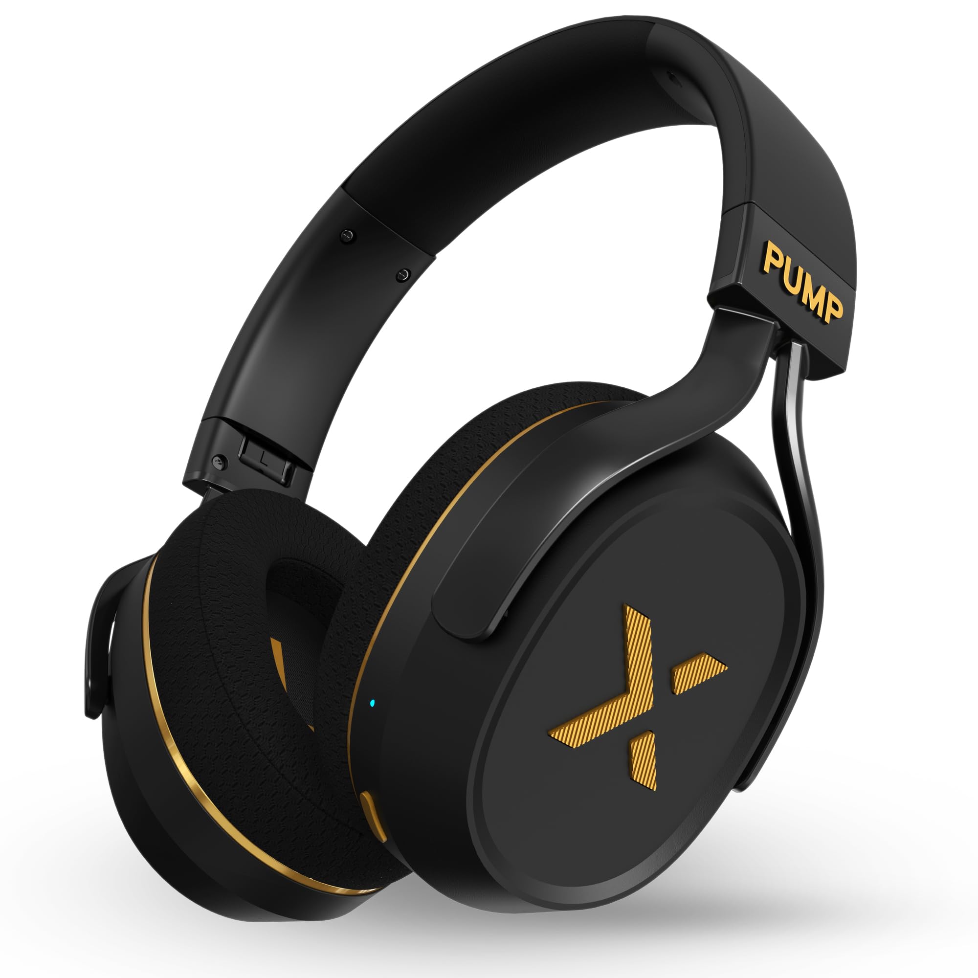 BlueAnt Pump X - The Gym Headphones | Sports Headphones | Cushioned & Cooling Ear Pads | (ANC) Active Noise Cancelling/Advanced Transparency | Wireless | Up to 58hr Play Time (Black | Gold)