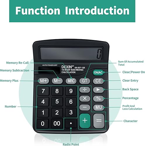 Miniatura 4 de Calculadoras solares de escritorio con botón grande básico para estudiantes Calculadora de mano de oficina simple de 12 dígitos Pantalla grande de 4