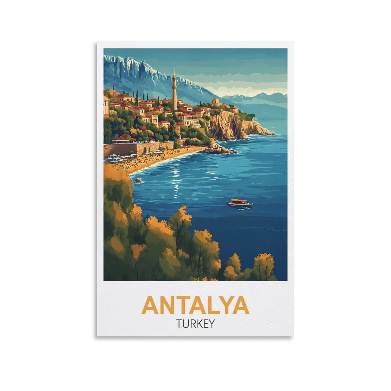 Xllyxygjq Unframe-Style Antalya Turkey Vintage Travel Posters 08X12inch(20X30cm) Canvas Wall Art Poster Print Artwork Painting Picture For Home Decoration Living Room Office Bedroom