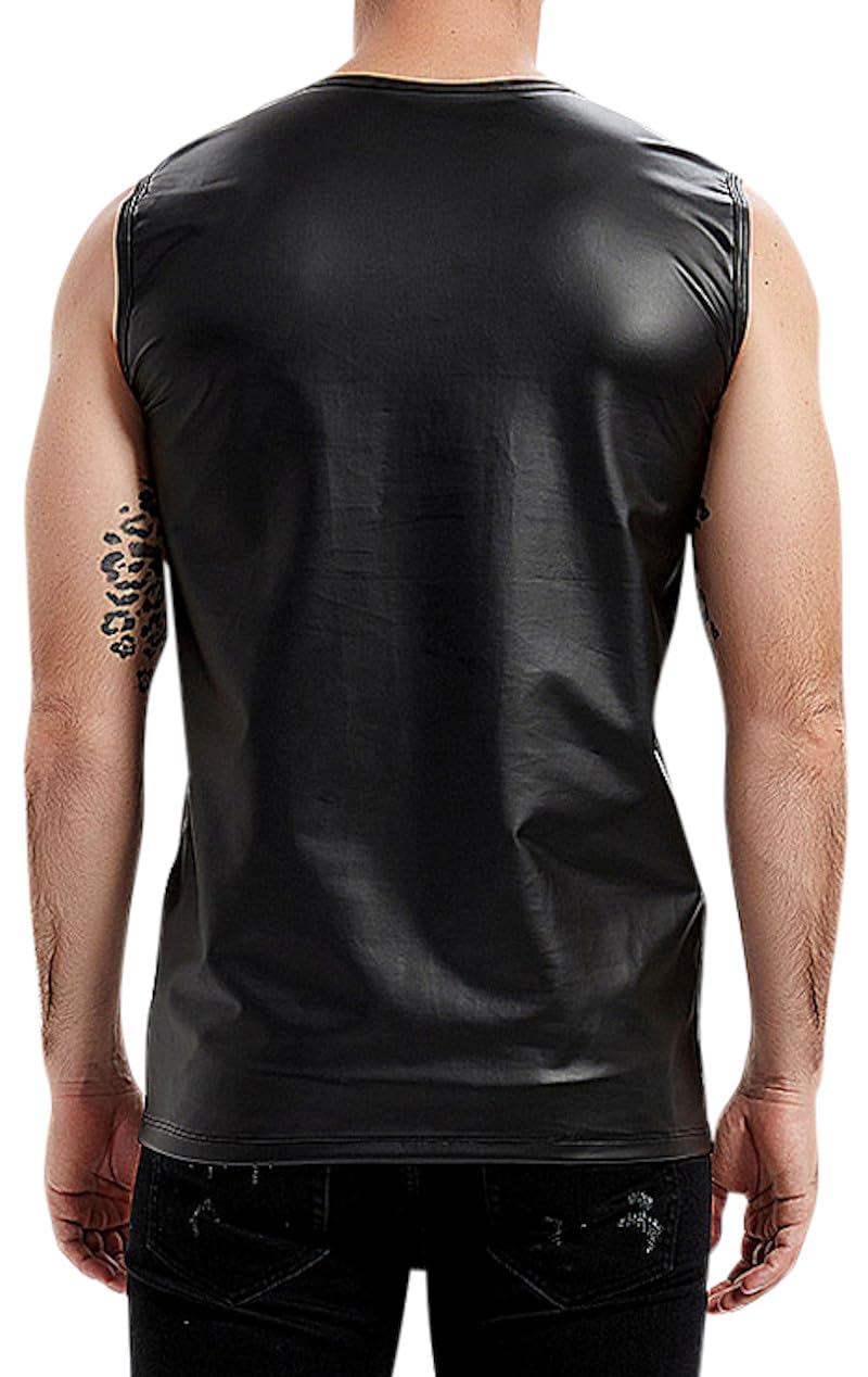 Haut semblable au latex pour homme, T-shirt avec boutonnière, XL