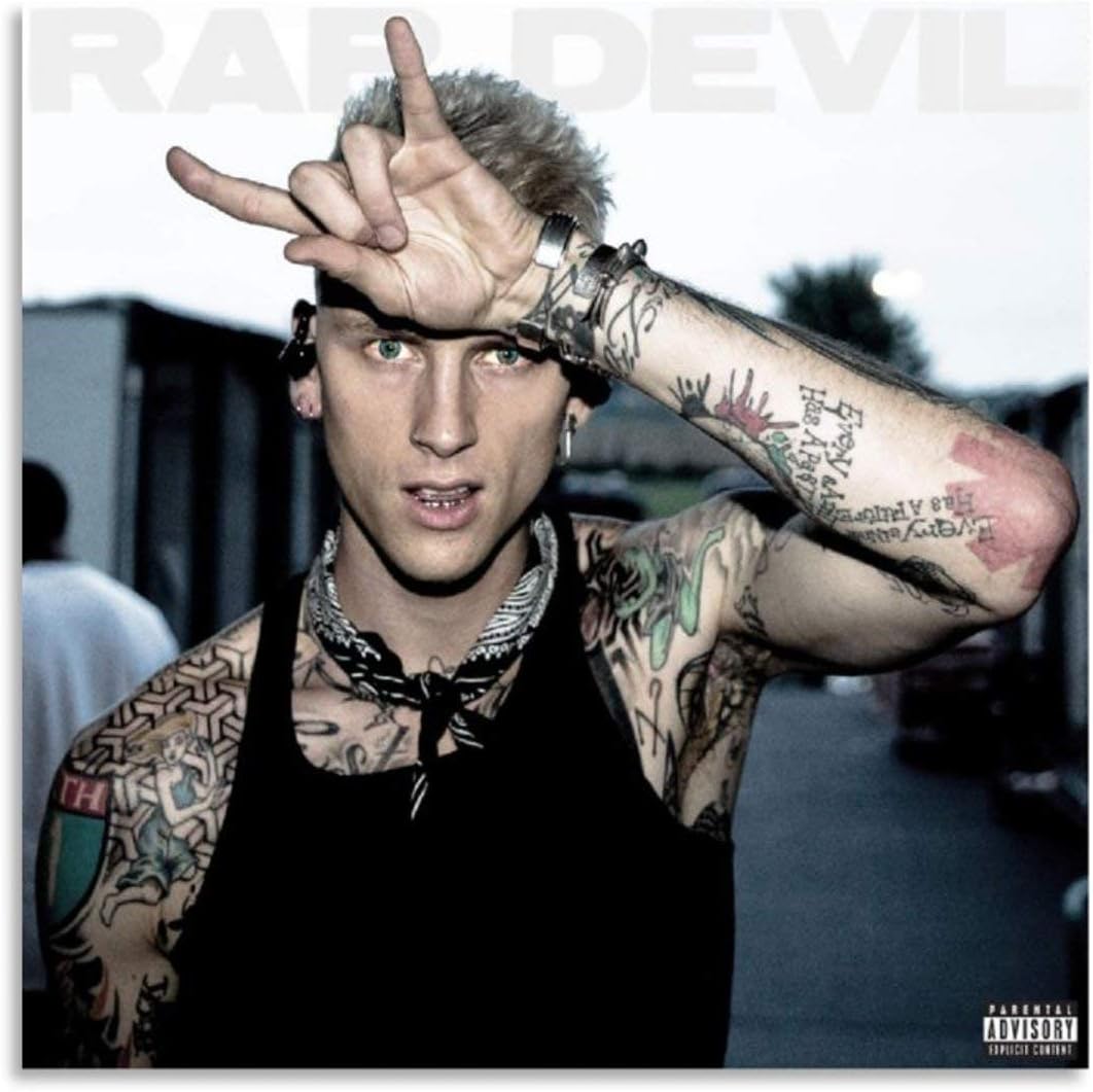 Machine Gun Kelly,American Rapper and Actor,Richard Colson Baker,Rap Devil Album Cover Poster Decorative Painting Canvas Wall Art Living Room Posters Bedroom Painting 12x12inch(30x30cm)
