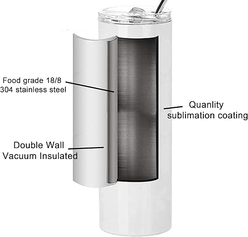 Miniatura 6 de AGH Paquete de 25 vasos de sublimación de 20 onzas, vasos de sublimación rectos, vasos delgados de acero inoxidable a granel, vasos rectos aislados