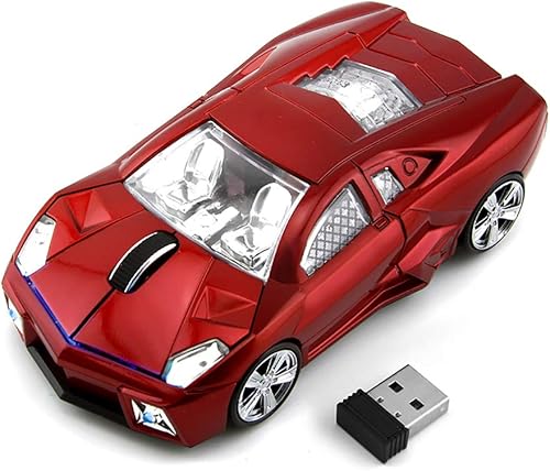 SUN RAIN Ratón de coche inalámbrico, 2.4 G, inalámbrico, deportivo, con forma de coche, mouse óptico para juegos, ratones inalámbricos, 1600 DPI