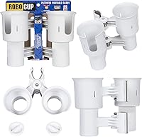 Vista 21 de ROBOCUP, Patented Boat Cup Holder, Clamp on Portable Storage Caddy Securely Holds 2 Drinks, Fishing Poles, Tools, Marine Gear Perfect for Boating