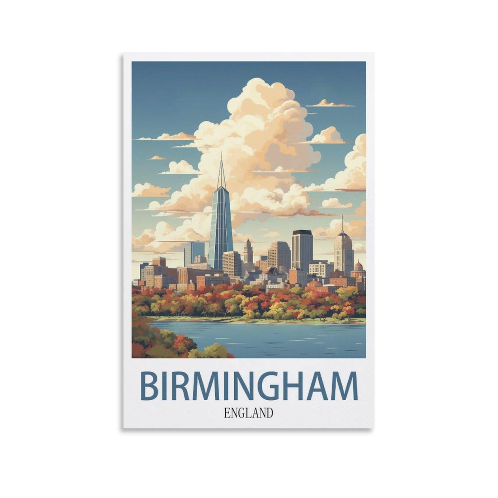 EZMLFA DIY Diamond Painting,Birmingham England 5D Landscape Diamond Painting Kits for Adult, Gem Art Crystal Art Kits for Adults, for Home Wall 40x50cm
