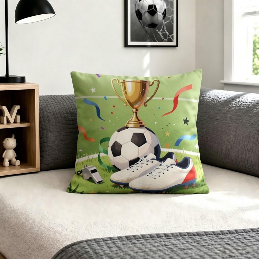 Soccer Trophy Throw Pillow Covers Decorative Cushion Covers-24x24