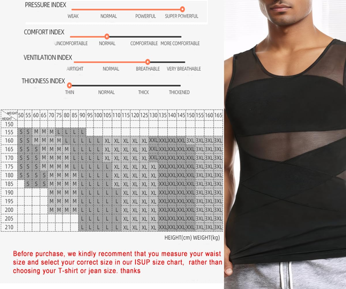 Camiseta Interior Moldeadora para Hombre con Efecto Vientre Plano Faja Reductora Chaleco de compresión algodón Body Shaper para Gym Fitness (FR/ES, Letras, XL, Regular, Regular, Negro)