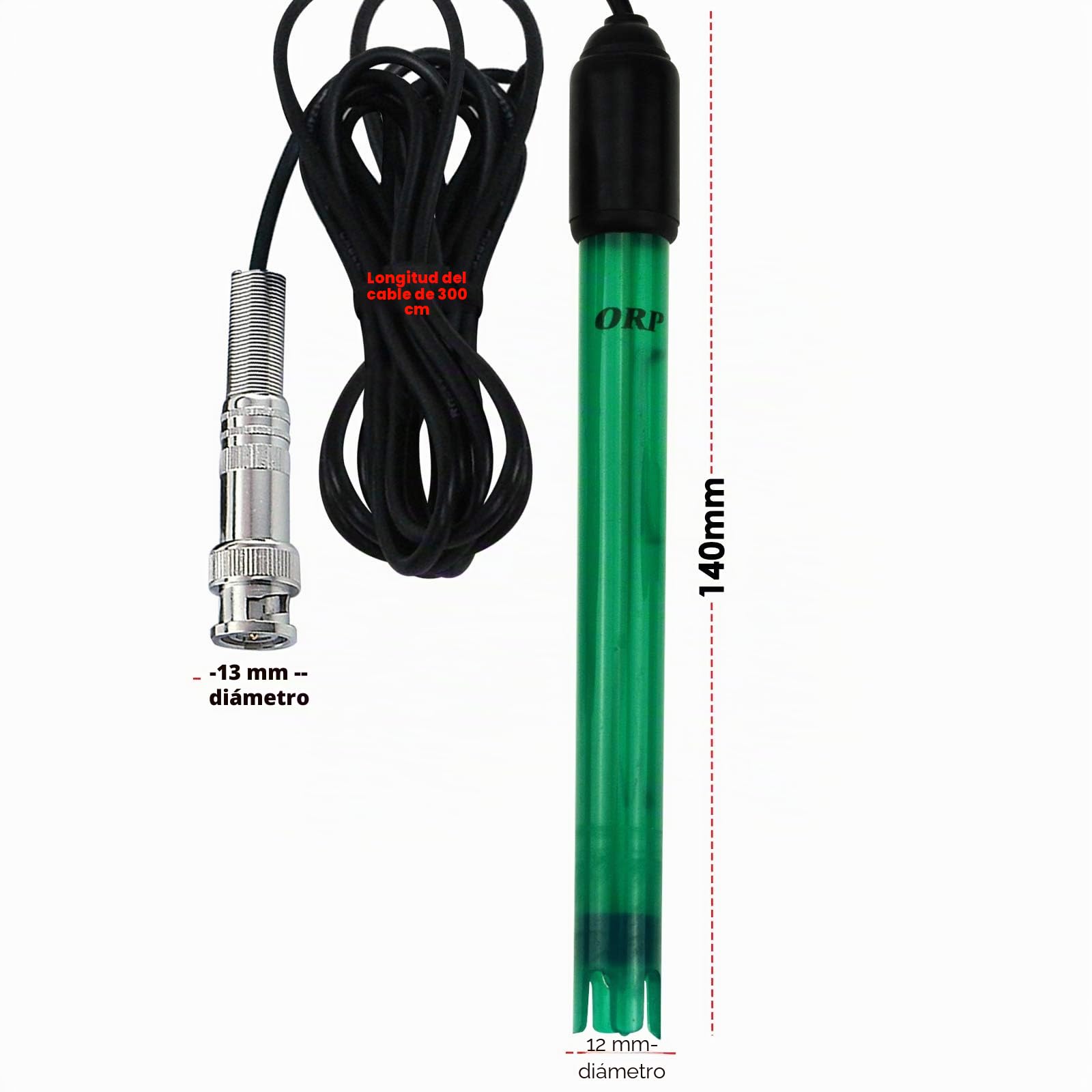 ORP Electrodo Reemplazable BNC Enchufe Sonda para ORP Ensayador Metro Controlador 300cm Largo Cable Acuarios, Tanques Estanques Medición