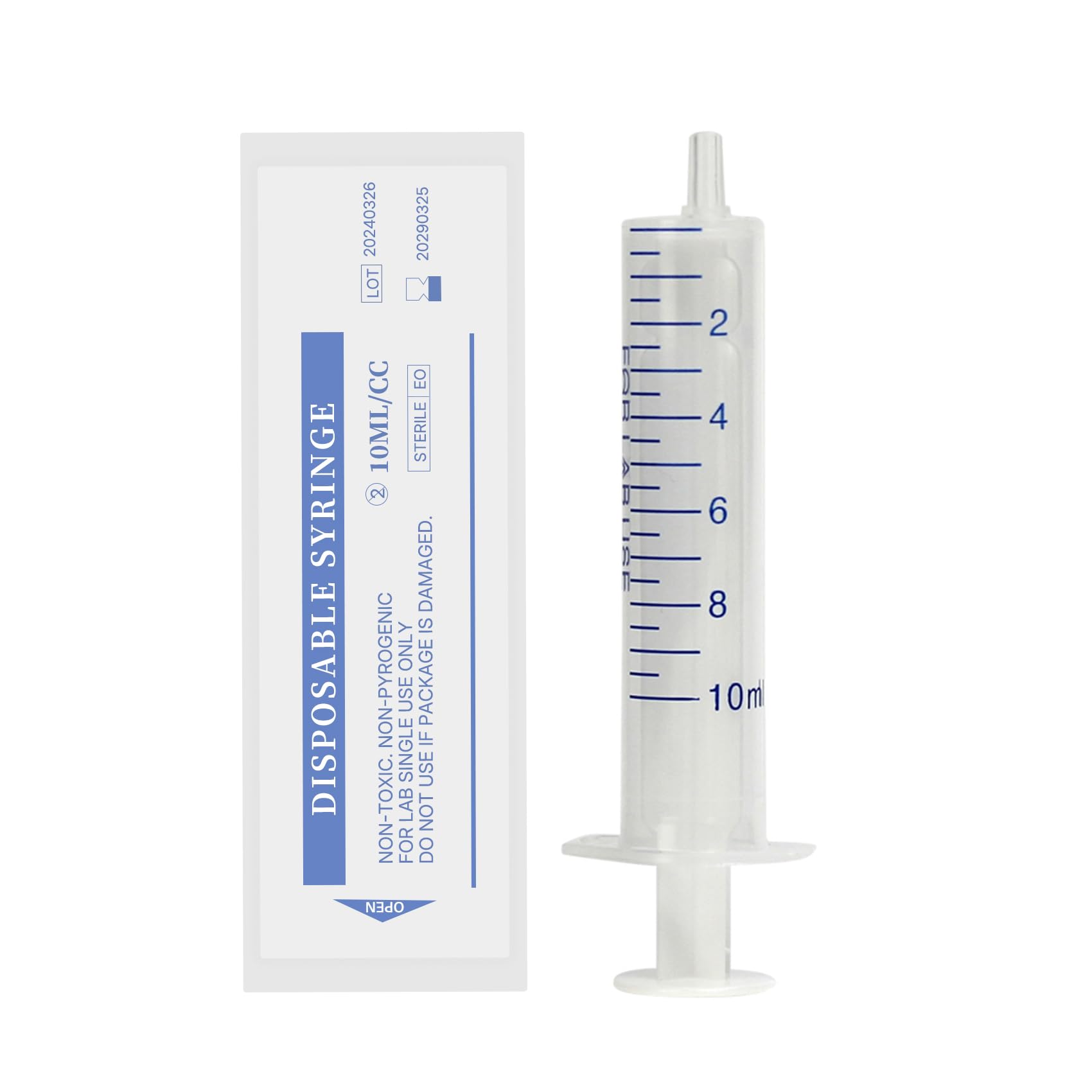PEKYBIO 50PCS 10ml Plastic Syringe with Measurement, Individually Sealed, Luer Slip Tip, No Rubber Plunger & Needle for for Scientific Lab Injection, Refilling, Measuring Liquids, Oil or Glue