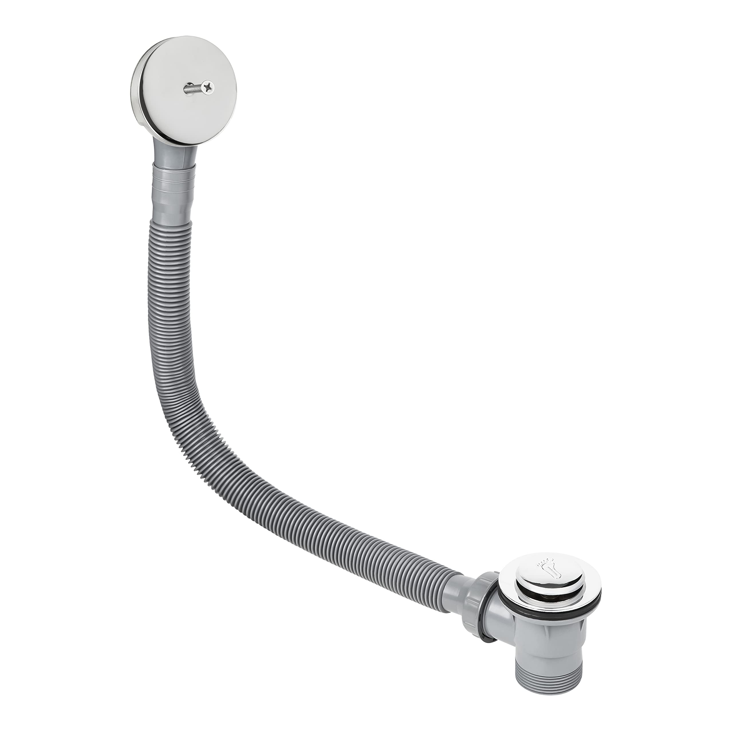 Ultra Chrome Click Clack Bath Waste & Overflow Kit – 1.5 Inch Pop-Up Drain with ABS Piping, Slotted/Unslotted, Easy Install for Freestanding & Standard Baths