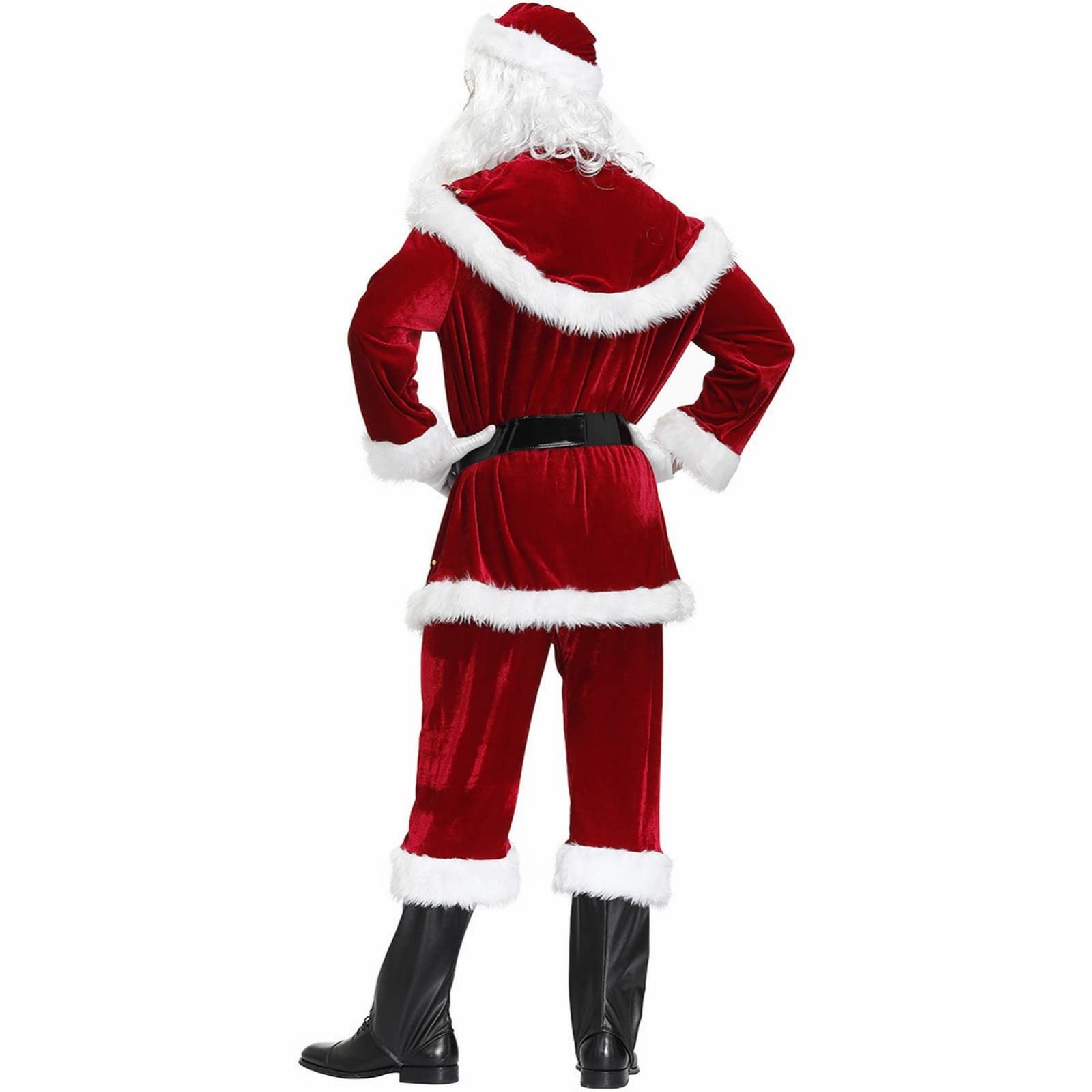 Costume Complet Père Noël Adulte Grande Taille - Rouge Velours, Unisexe, Pour Fêtes Et Noël
