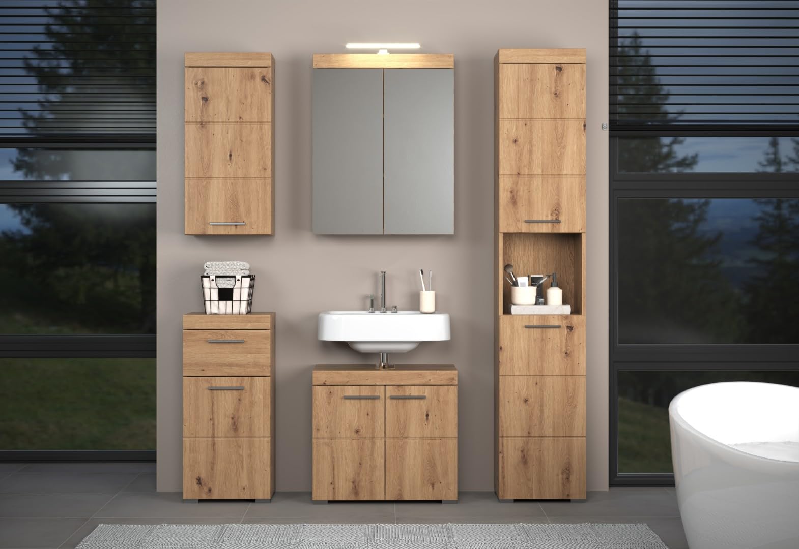 trendteam smart living - Amanda - Hängeschrank - Asteiche - 1 Einlegeboden - (BxHxT) 37 x 77 x 23 cm - Kratzfest