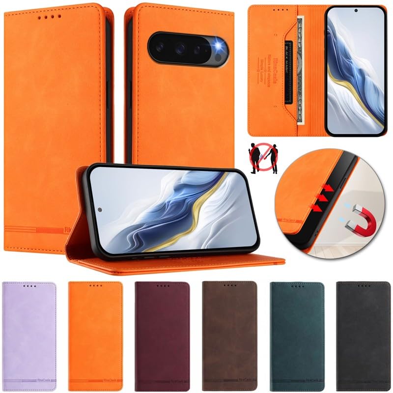 Protection Google Pixel 9 5G étui portefeuille cuir noir avec rabat