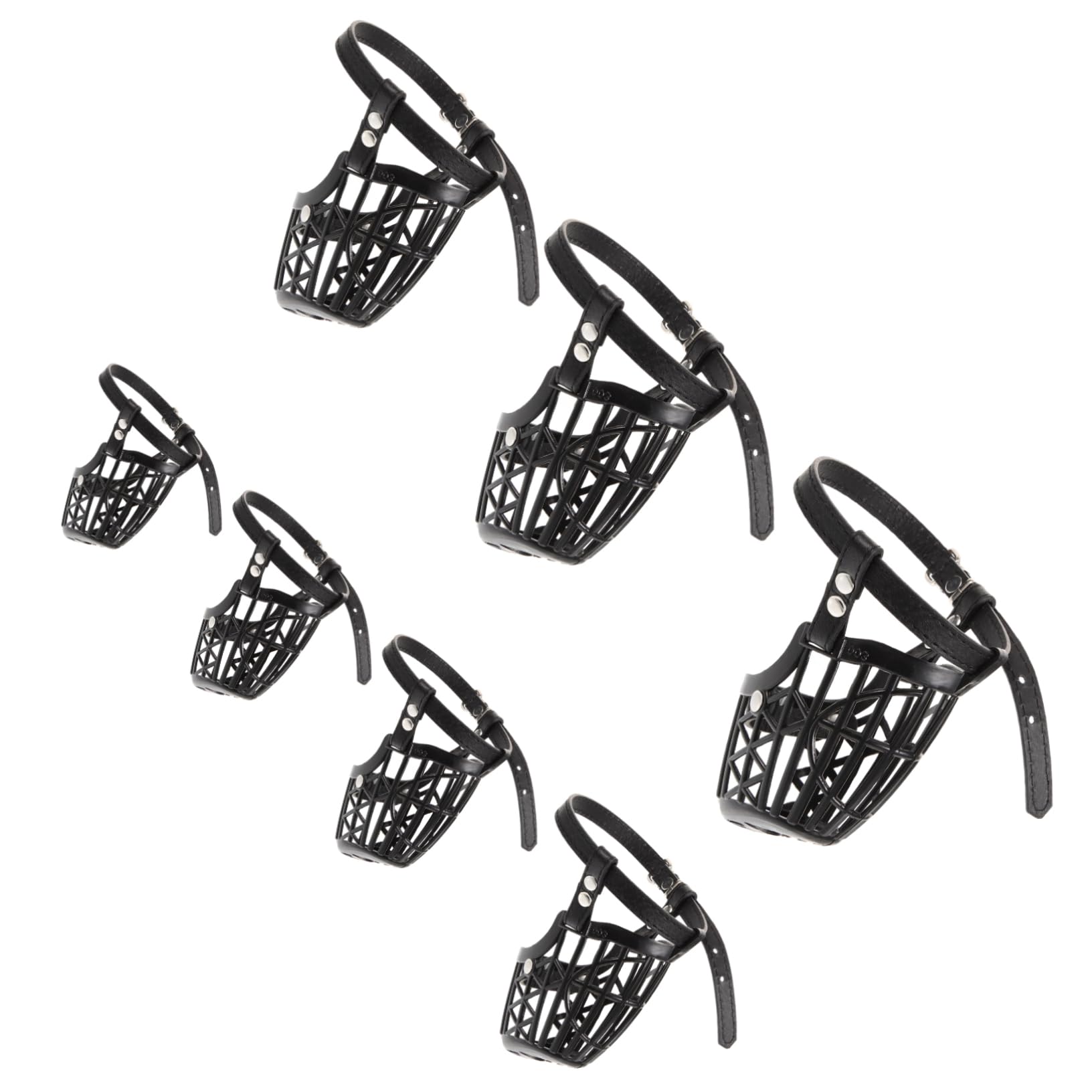 Muselière en plastique pour chien avec sangle réglable en cuir PU