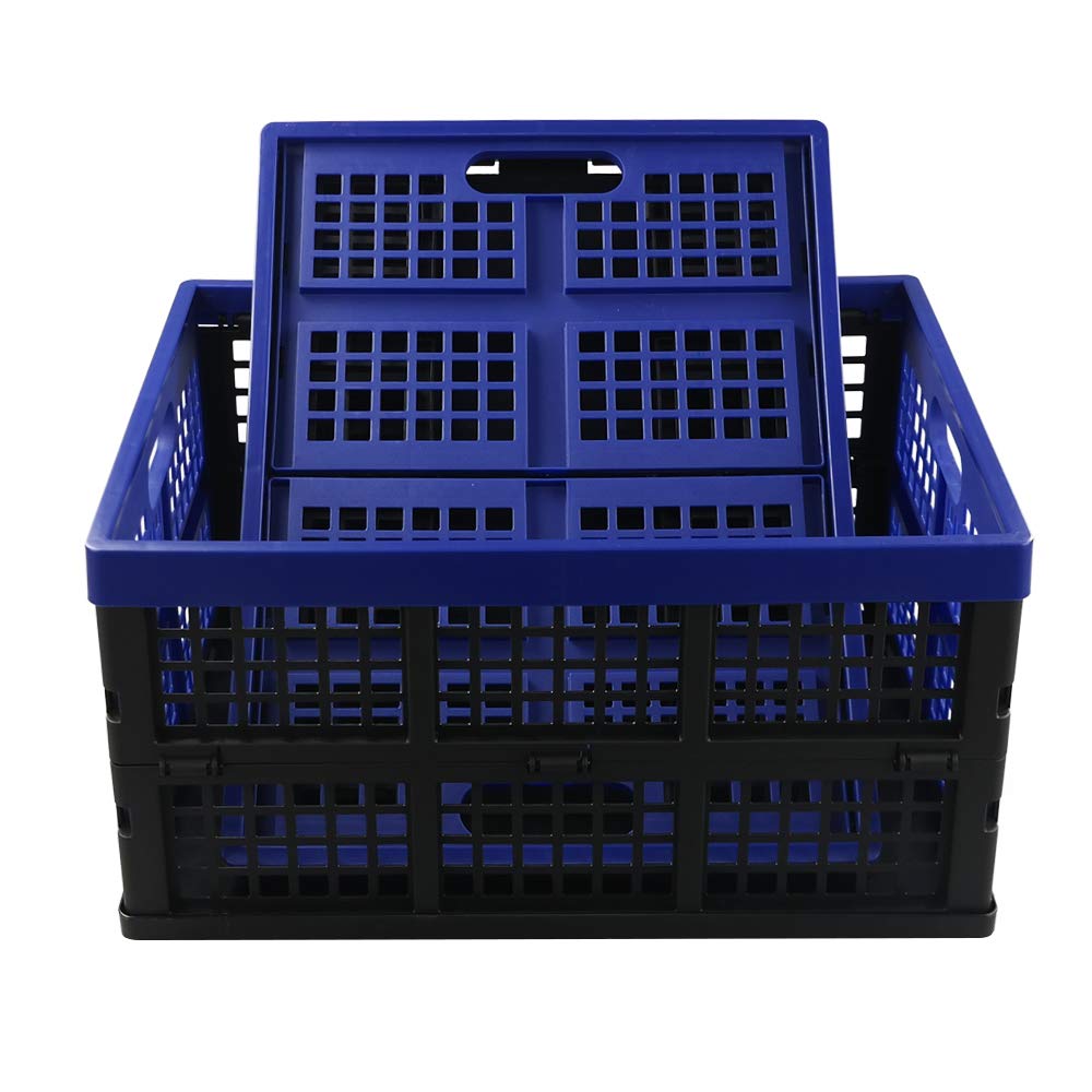 Hespapa - Cassette pieghevoli in plastica blu da 35 litri, contenitori per latte pieghevoli, confezione da 2