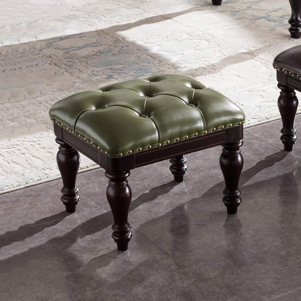 Poufs et repose-pieds en cuir vert encre petit meuble capitonné pour décoration de salon