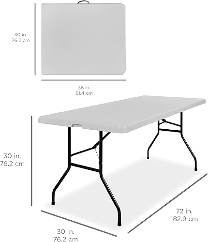 Miniatura 63 de Best Choice Products Mesa plegable de plástico de 4 pies, para interiores y exteriores, resistente, portátil, con asa, cerradura para picnic, Negro