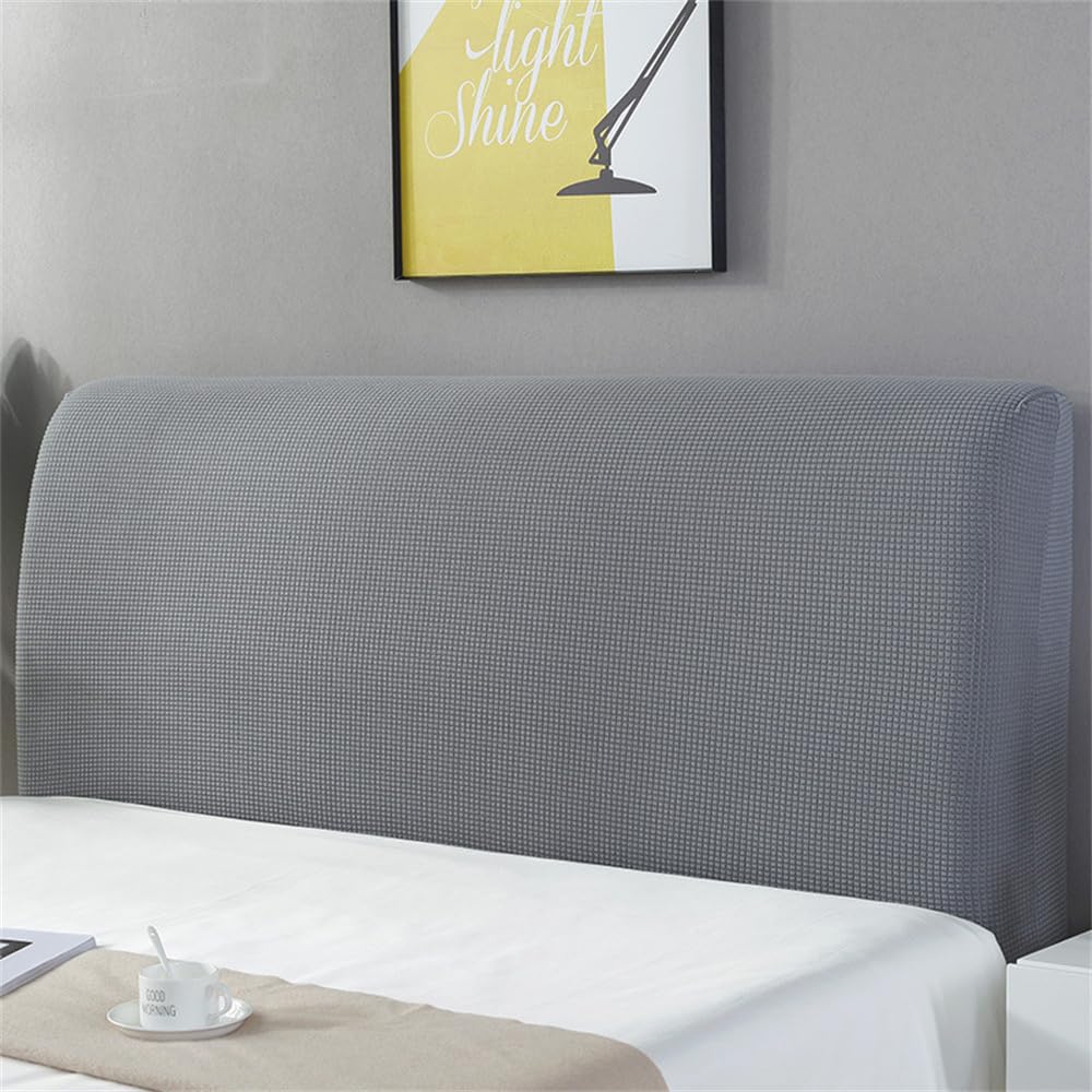 Hearda Jacquard Elastic Bed Headboard Cover, Solid Color Dustproof Protector Cover, Headboard Slipcover for Single Small Double King Size Bed All-inclusive Bed Head Cover (Dark Gray,200cm)