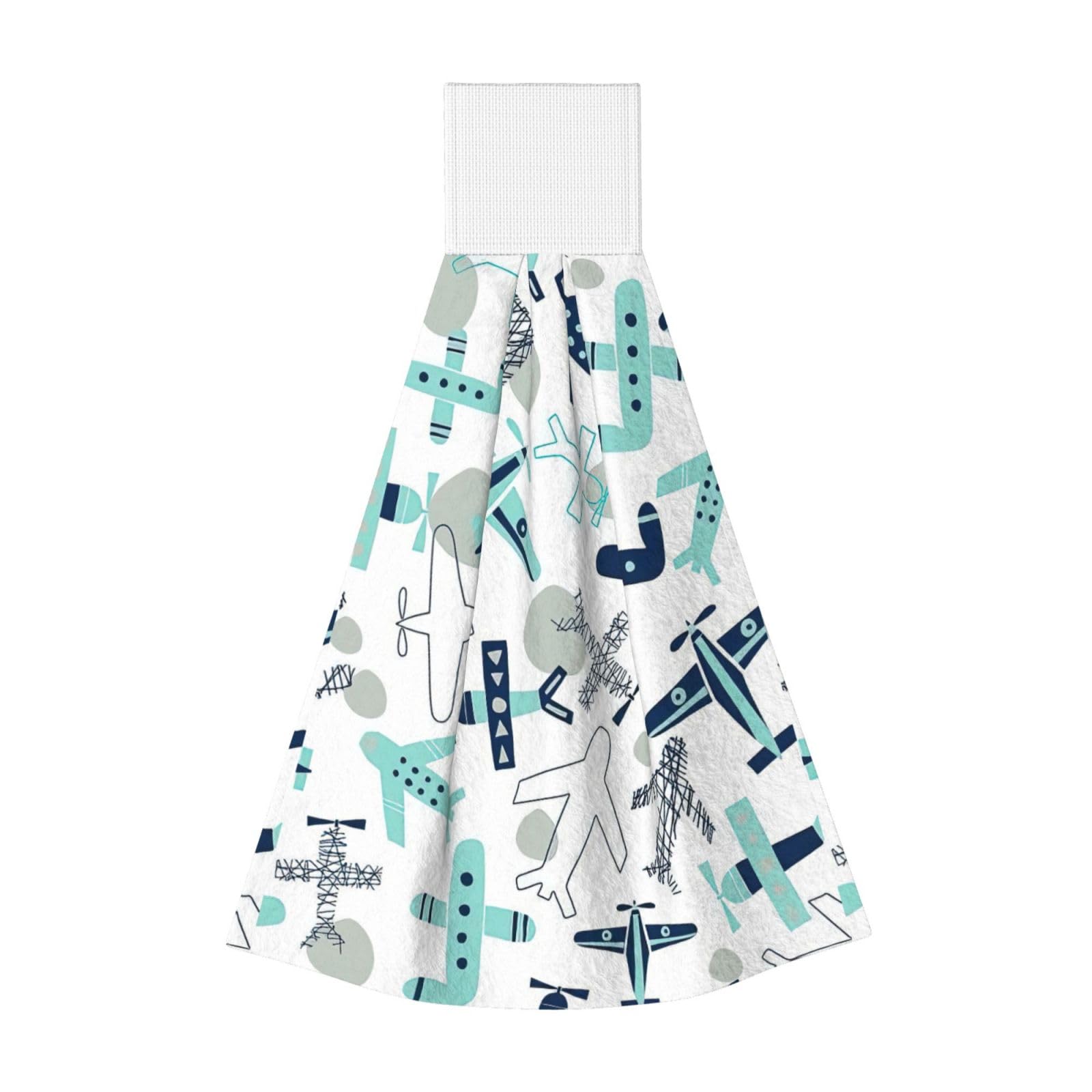 DUWAA Airplane Print Hanging Hand Towel Quick Dry Bathroom Towel Soft Kitchen Towel