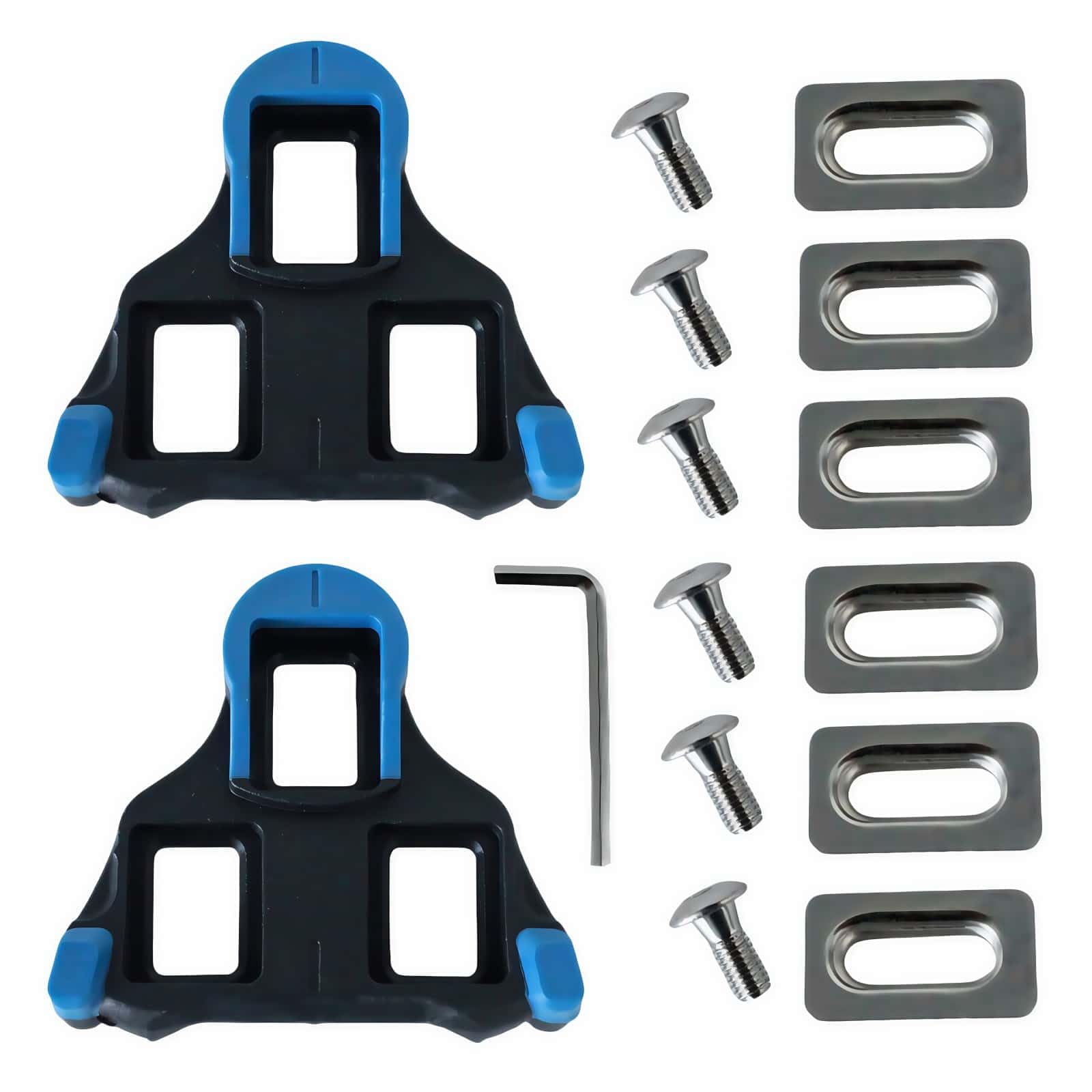 Trkimal Road Bike Cleats for Shimano SPD-SL Compatible with SH11 SH12 SH10 System Shoes, Anti-Slip, Durable High-Performance Pedal Cleats for Road Bicycle & Indoor Cycling (2° Blue)