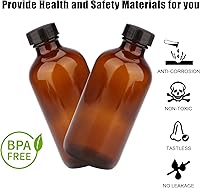 Vista 4 de 4oz Amber Glass Bottles, Boston Round Glass Bottles (50 Pack) with Leak-proof Caps, Refillable Container for Homemade Vanilla Extract, Essential