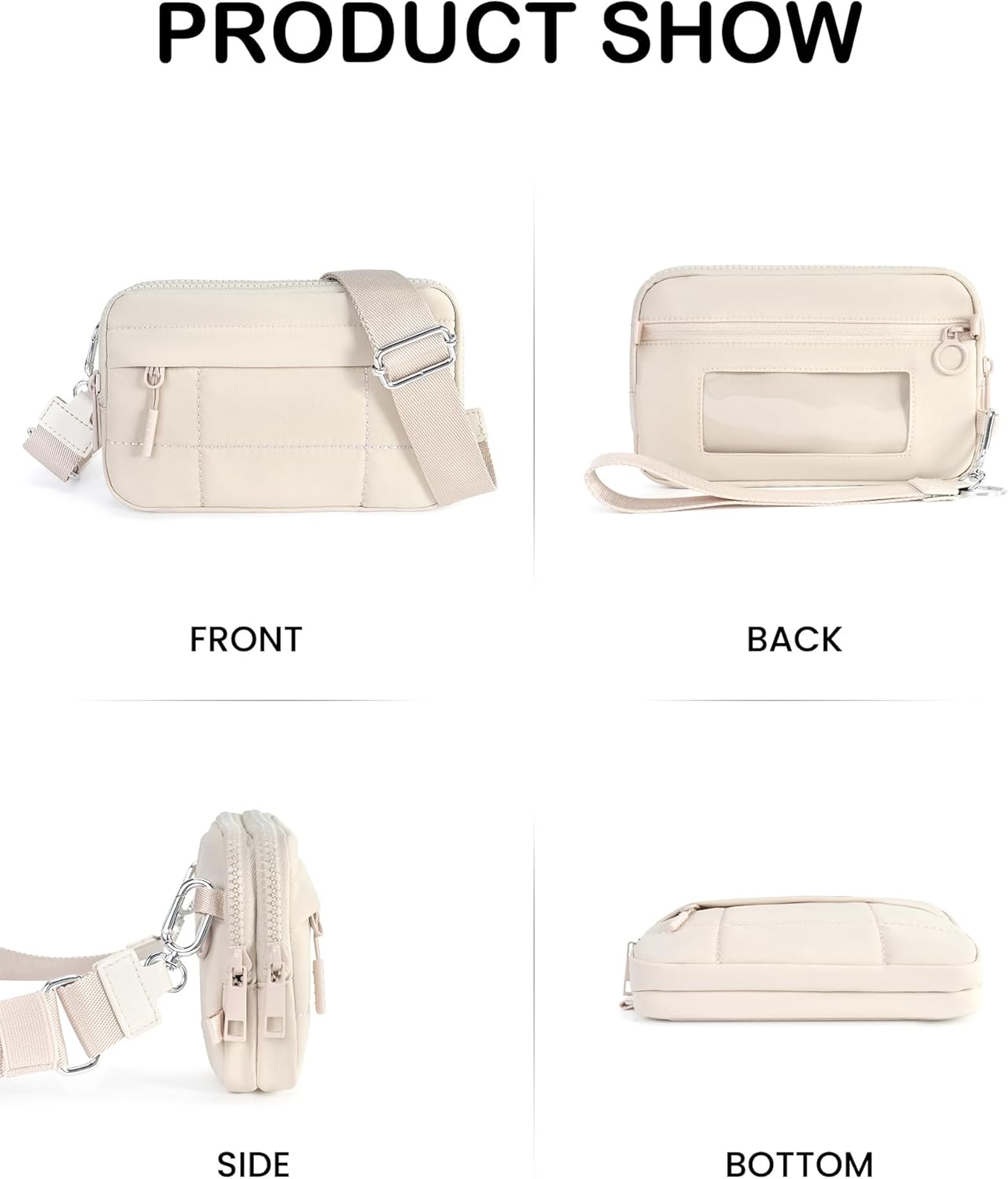 Small Crossbody Bags for Women Nylon Quilted Wristlet RFID Wallets with 4 Zipper Carry All Purse Credit Card Holder - Image 6