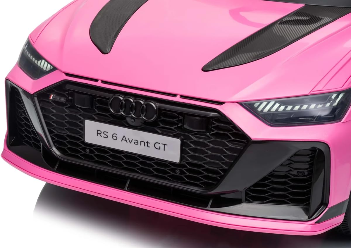 Playhouse Lizenz Audi RS6 GT Avant 4x4, 4 Motoren - 180W, Bluetooth, Fahrersitz aus Leder, 4 Stoßdämpfer, Eva Räder, 12V 9ah, Fernbedienung, Kinderauto Kinderfahrzeug Kinder Elektroauto (Rosa)