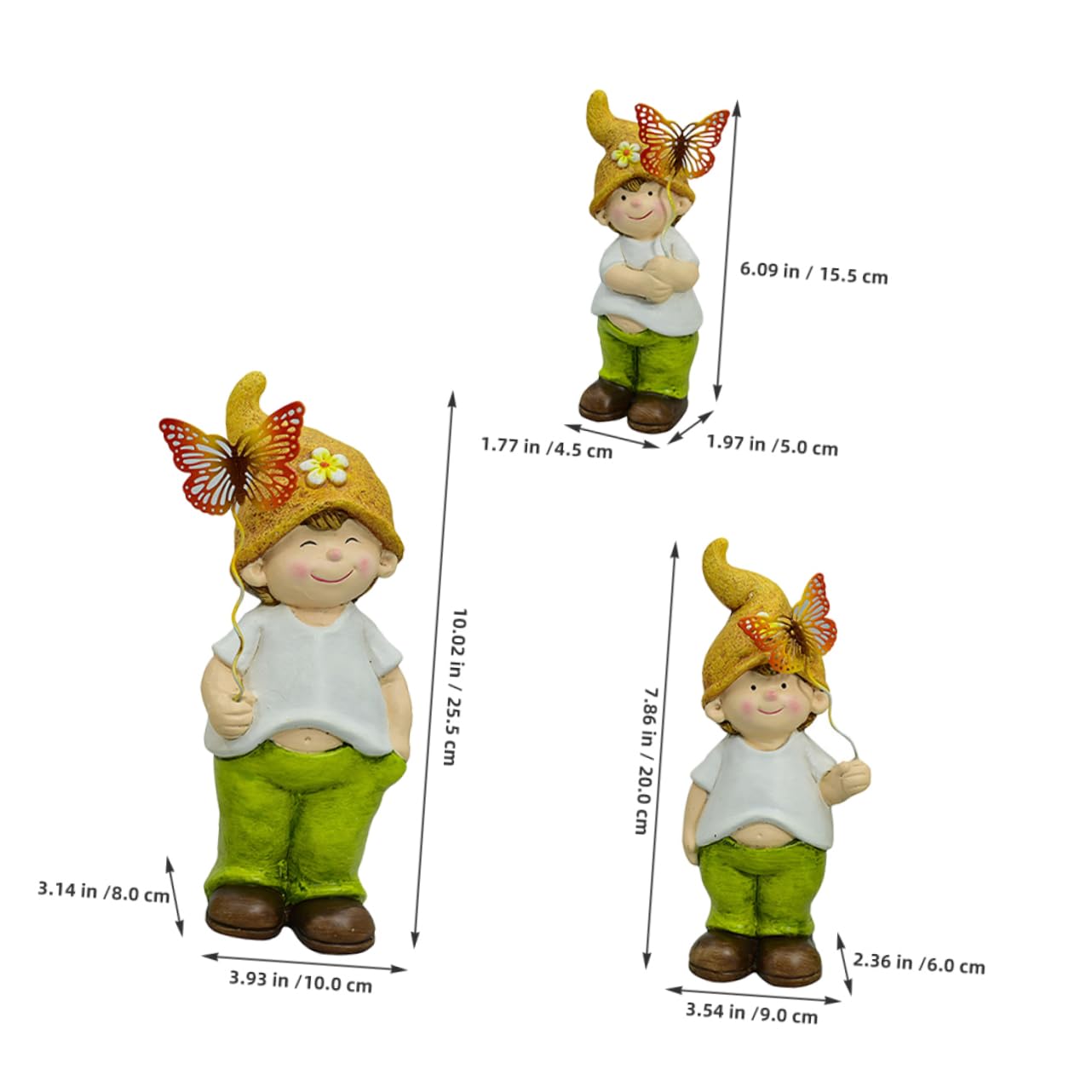 3kawałki Ceramiczna Figurka Krasnala Ogrodowego Urocza Ozdoba Do Ogrodu Patio Trawnika i Dziedzińca Idealna Do Dekoracji Przestrzeni Zewnętrznych